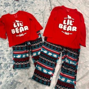 2 pair matching kids pajamas - Christmas or holiday 4t and 12M